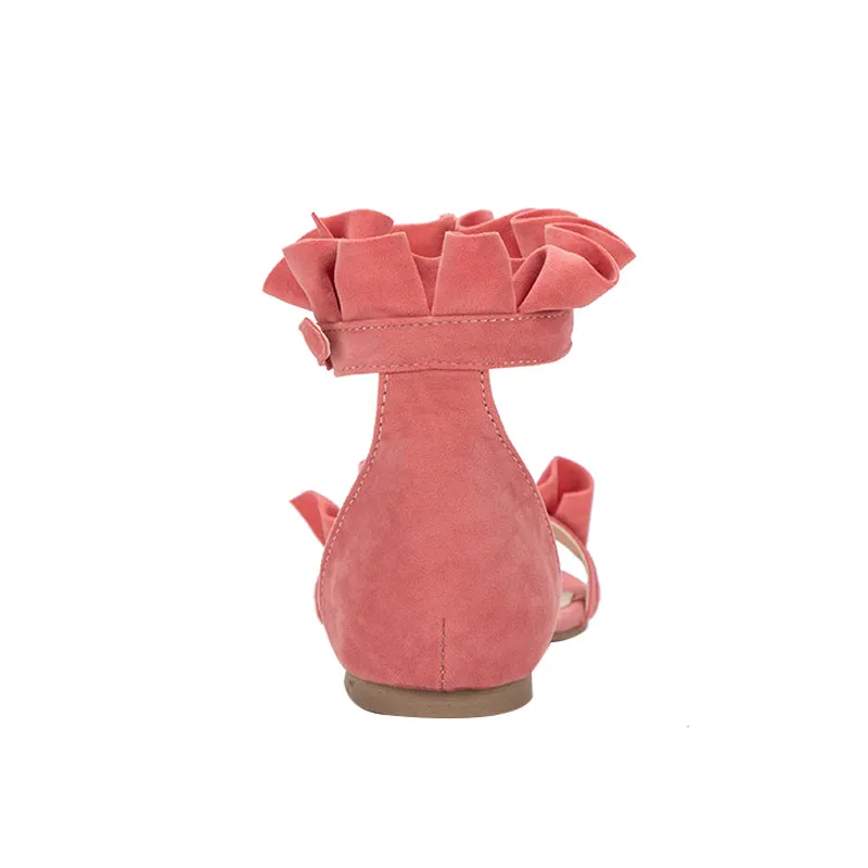 Women's Summer Gladiator Flat Sandals With Ruffles