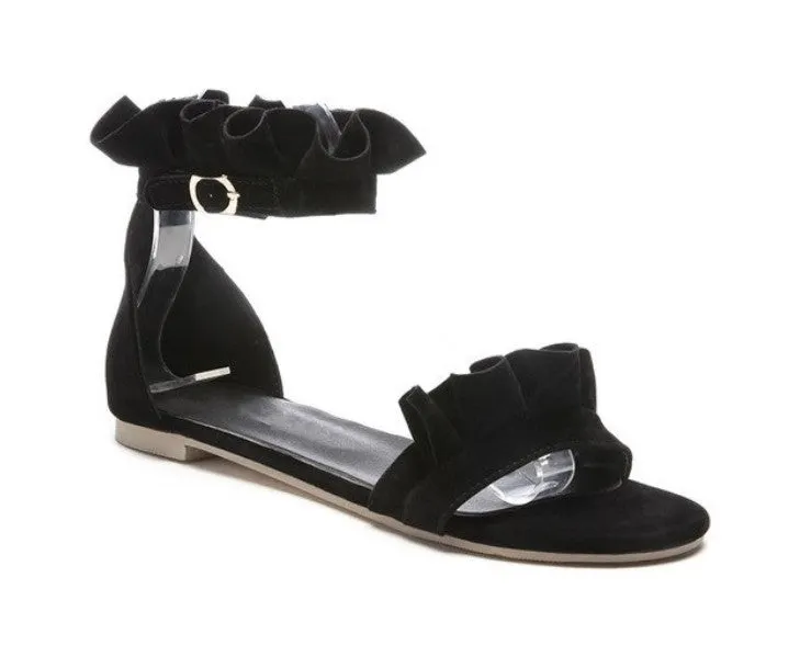 Women's Summer Gladiator Flat Sandals With Ruffles