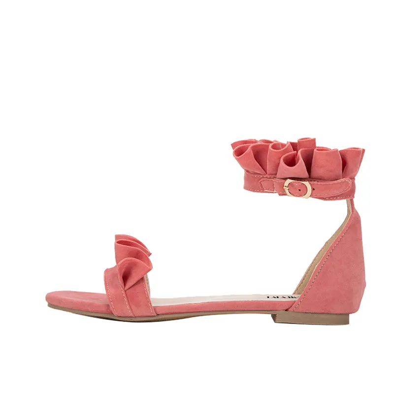 Women's Summer Gladiator Flat Sandals With Ruffles