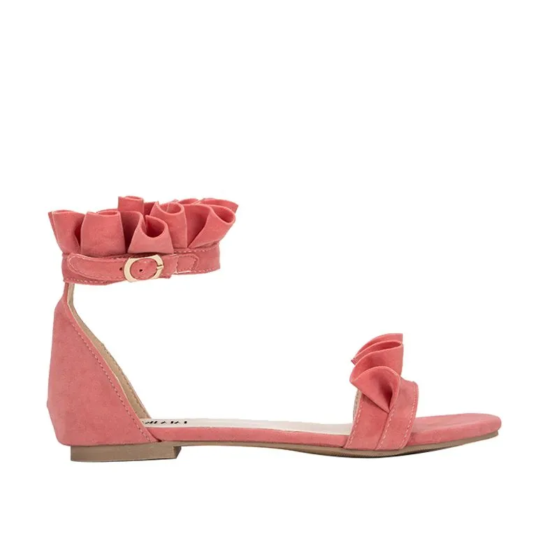 Women's Summer Gladiator Flat Sandals With Ruffles