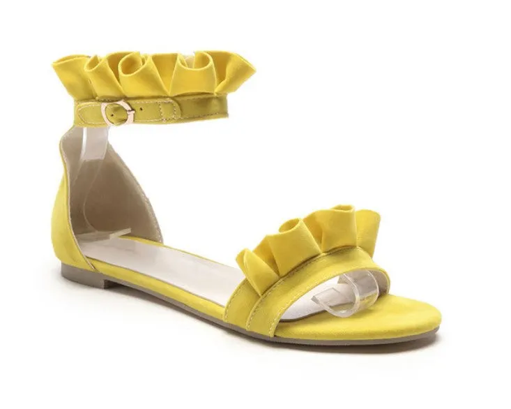 Women's Summer Gladiator Flat Sandals With Ruffles