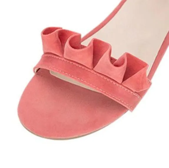 Women's Summer Gladiator Flat Sandals With Ruffles