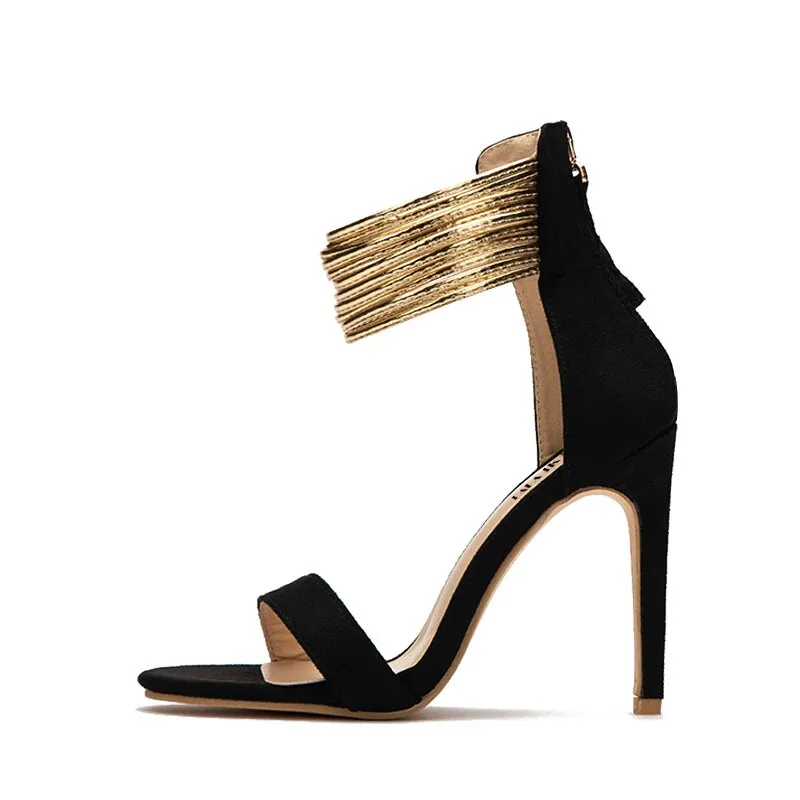Women's Summer Gladiator High-Heeled Flock Sandals
