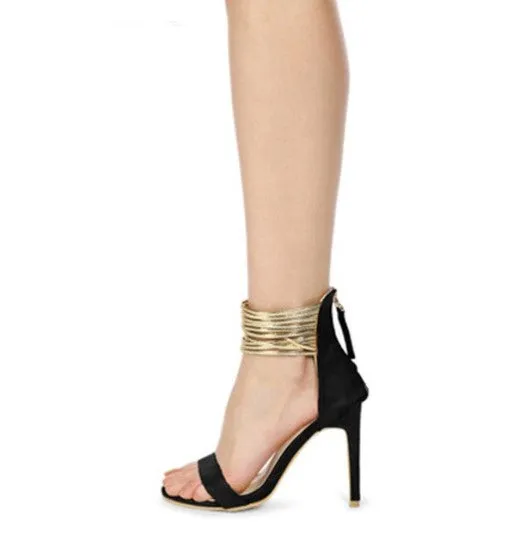 Women's Summer Gladiator High-Heeled Flock Sandals