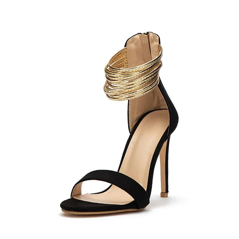Women's Summer Gladiator High-Heeled Flock Sandals