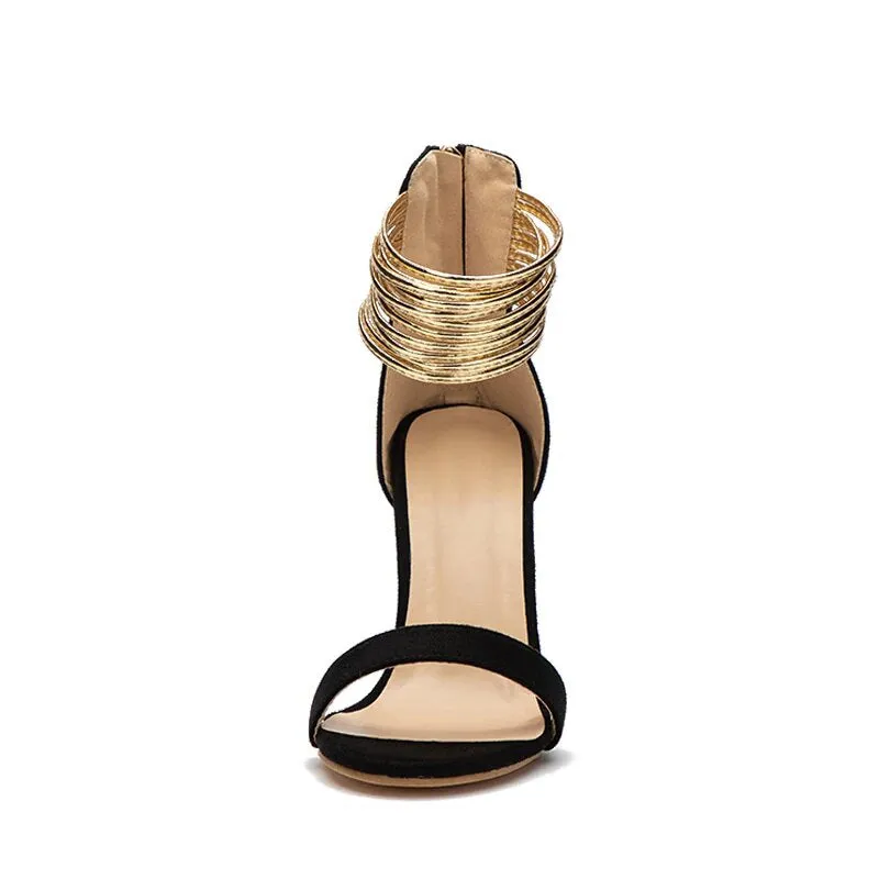Women's Summer Gladiator High-Heeled Flock Sandals