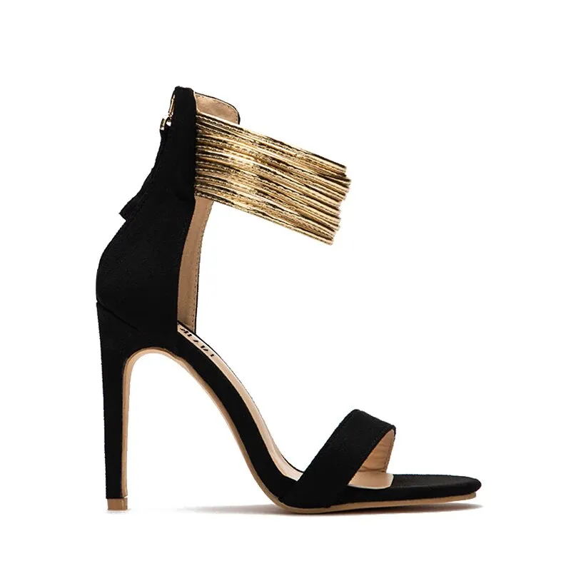 Women's Summer Gladiator High-Heeled Flock Sandals