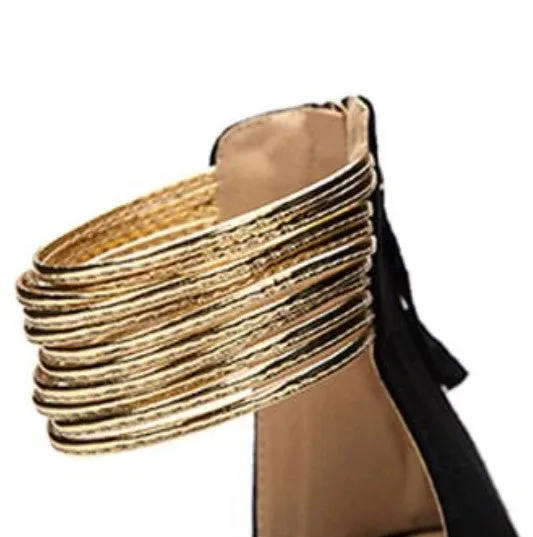 Women's Summer Gladiator High-Heeled Flock Sandals