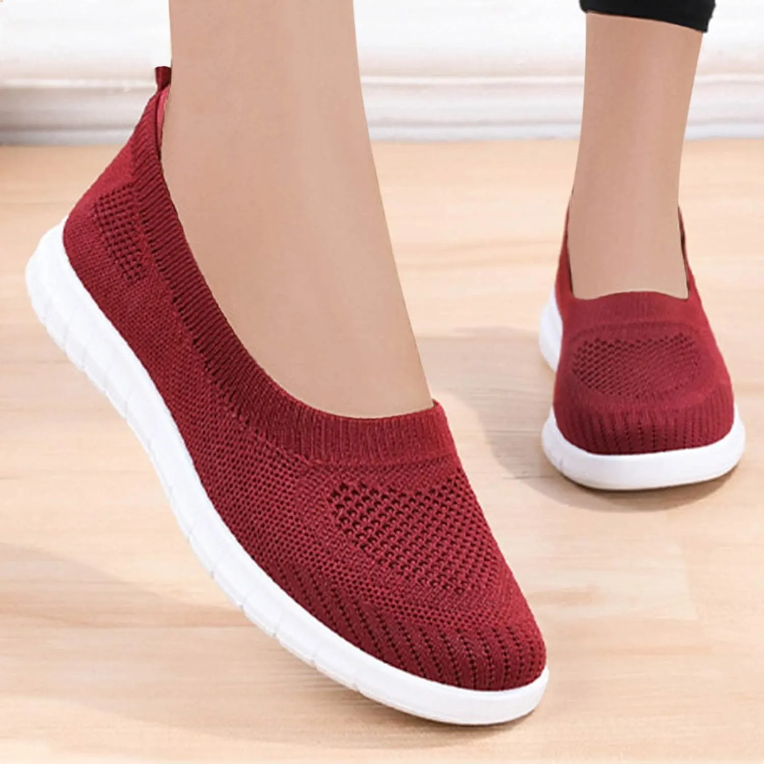 Womens Walking Sneakers Women Lace Up Shoes Flats Casual Shoes Lightweight Work Shoes Breathable Slip Work Trainers