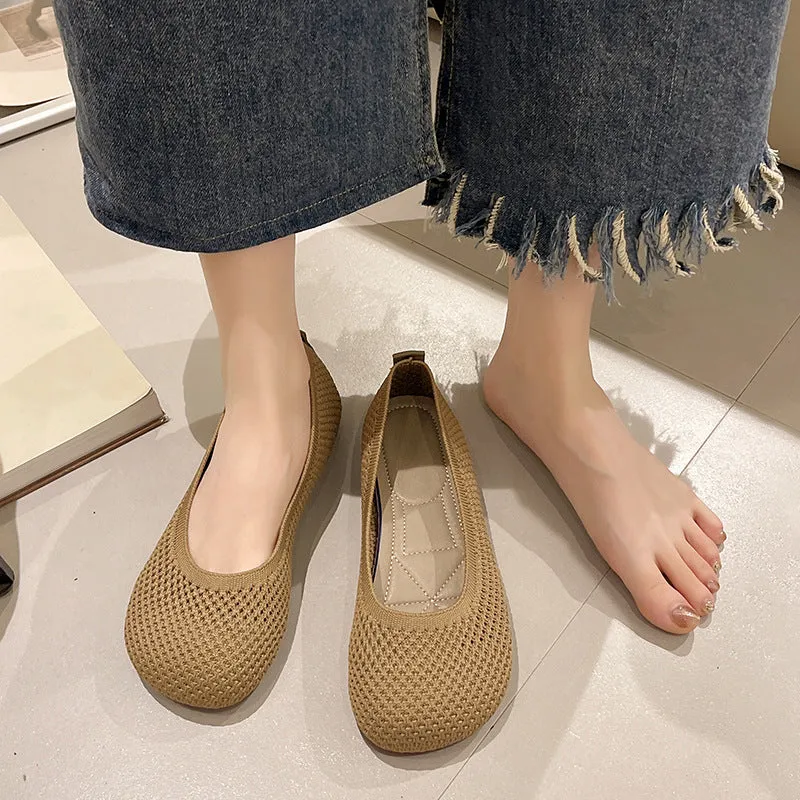 Woven Comfortable Breathable Round Head Women's Loafers