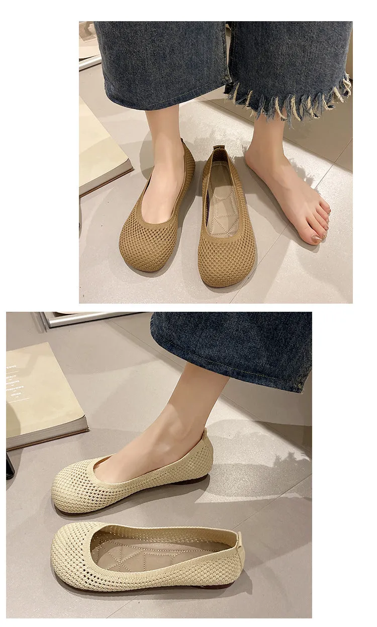 Woven Comfortable Breathable Round Head Women's Loafers