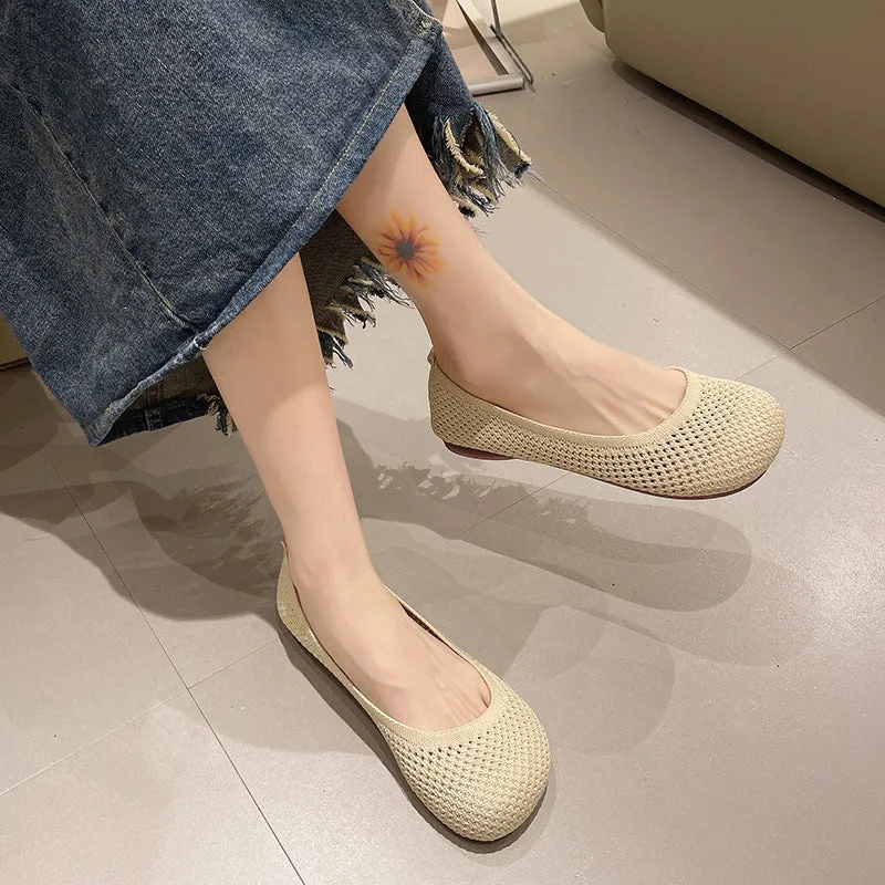 Woven Comfortable Breathable Round Head Women's Loafers