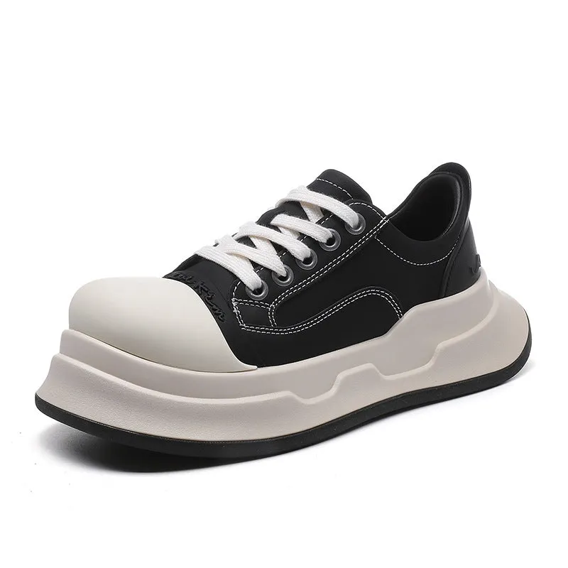 xakxx Mickey Big Head Shoes Women's  New NEWn Retro Casual Platform Height Increasing Canvas Shoes Pumps Genuine Leather Bread Shoes