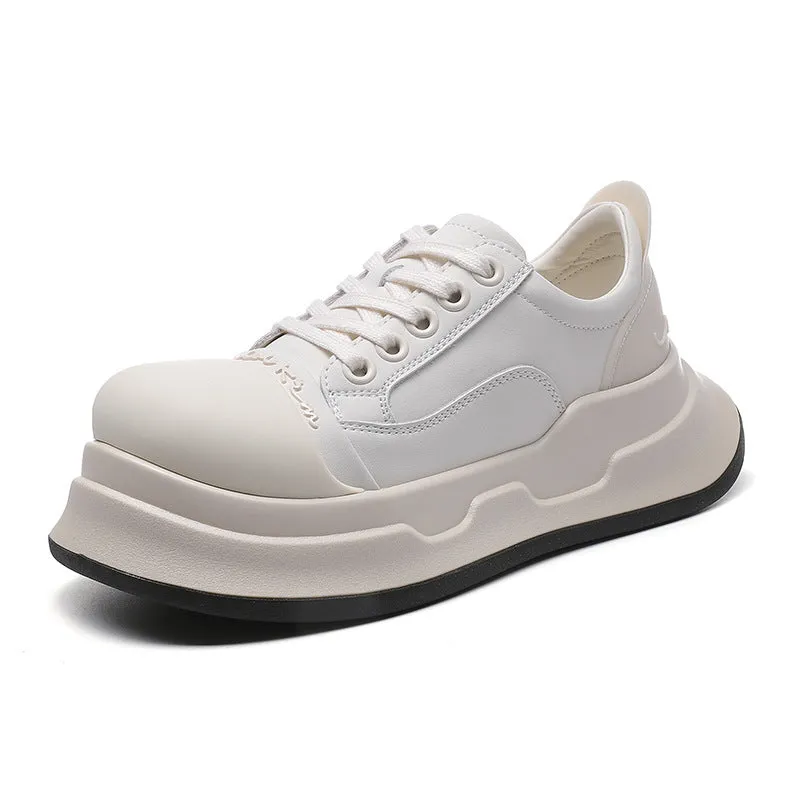 xakxx Mickey Big Head Shoes Women's  New NEWn Retro Casual Platform Height Increasing Canvas Shoes Pumps Genuine Leather Bread Shoes