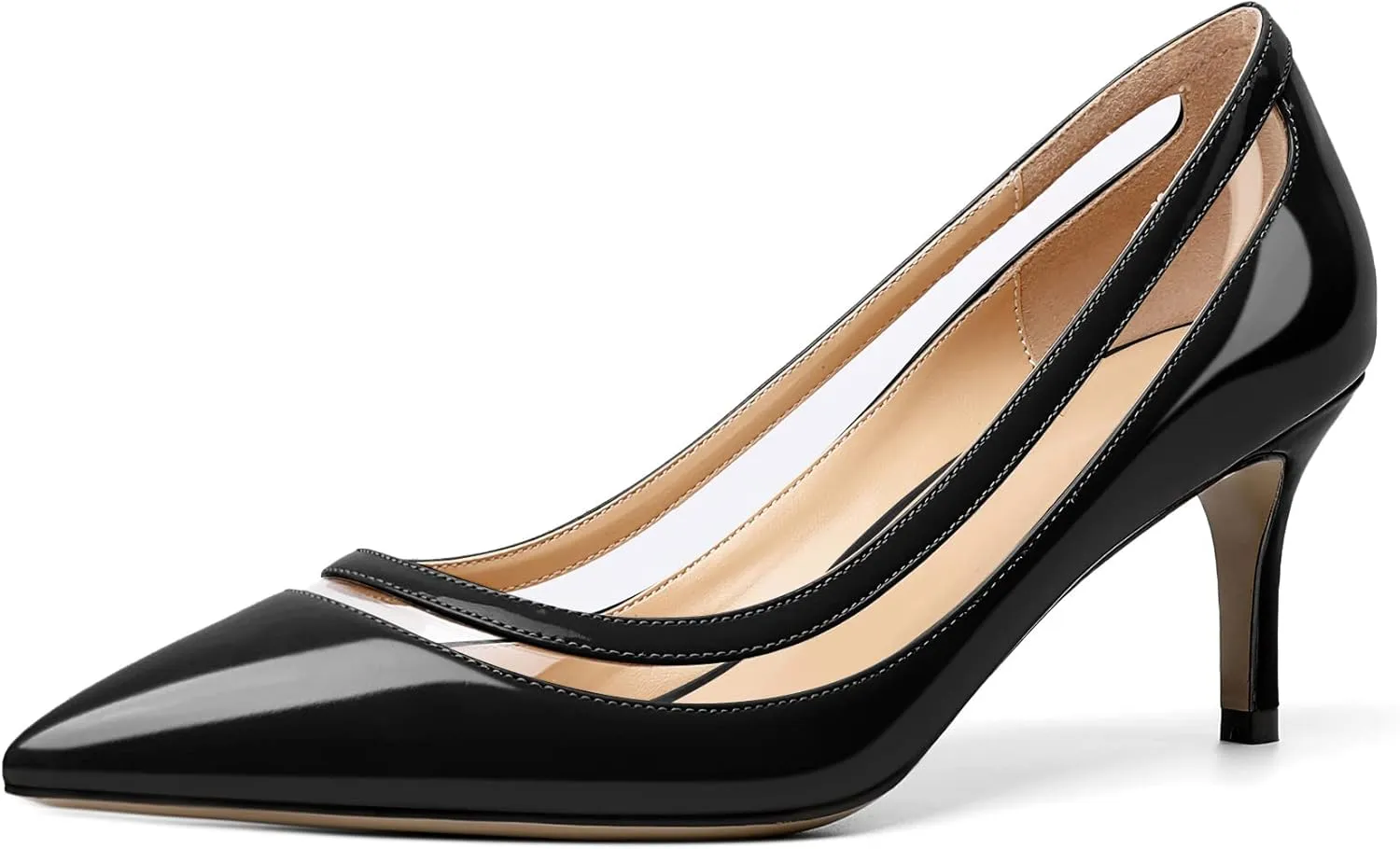 YODEKS Women's Low Heels Pumps Pointy Toe Kitten Heel Daily Pumps Office Work Shoes for Bridal Evening Prom