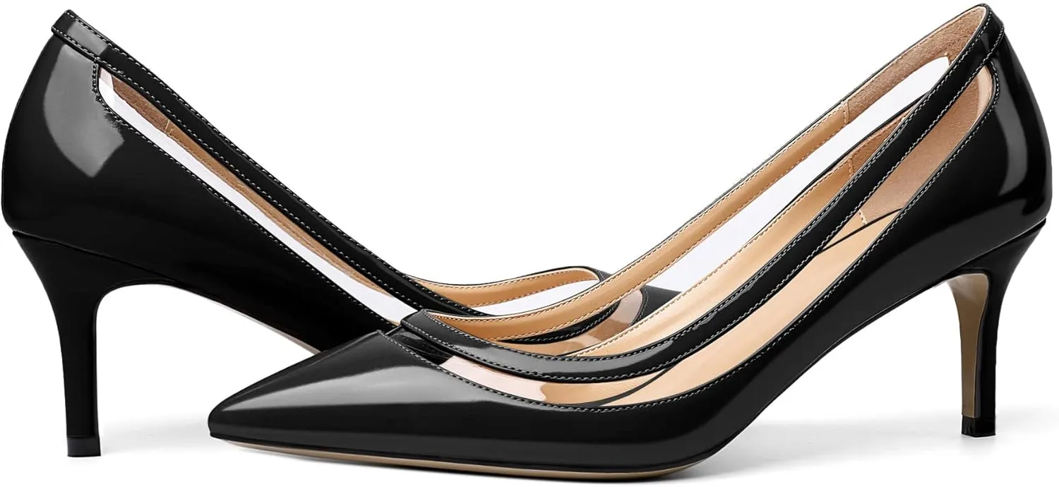 YODEKS Women's Low Heels Pumps Pointy Toe Kitten Heel Daily Pumps Office Work Shoes for Bridal Evening Prom