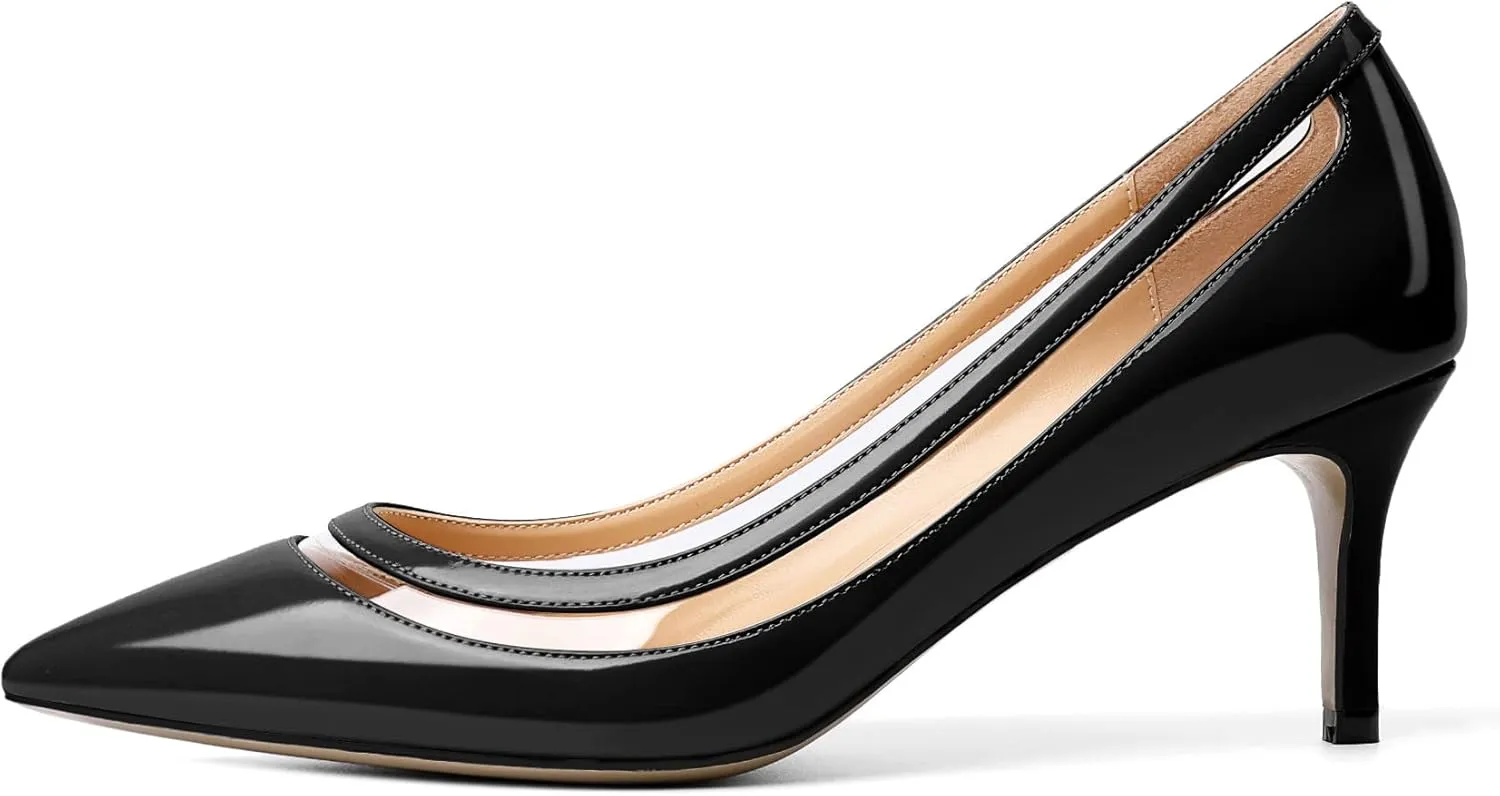 YODEKS Women's Low Heels Pumps Pointy Toe Kitten Heel Daily Pumps Office Work Shoes for Bridal Evening Prom