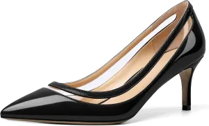 YODEKS Women's Low Heels Pumps Pointy Toe Kitten Heel Daily Pumps Office Work Shoes for Bridal Evening Prom