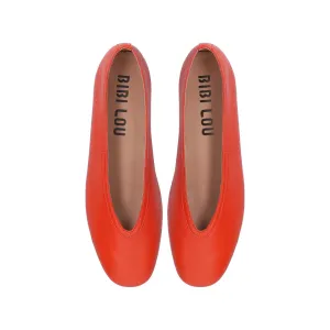 Zira Flat Leather Pump Red
